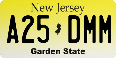 NJ license plate A25DMM