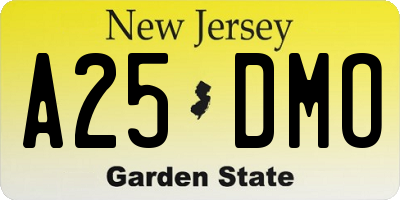 NJ license plate A25DMO