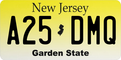 NJ license plate A25DMQ