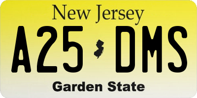 NJ license plate A25DMS