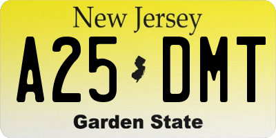 NJ license plate A25DMT
