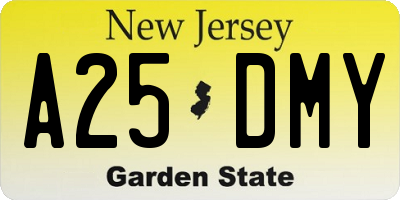 NJ license plate A25DMY