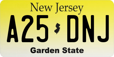 NJ license plate A25DNJ