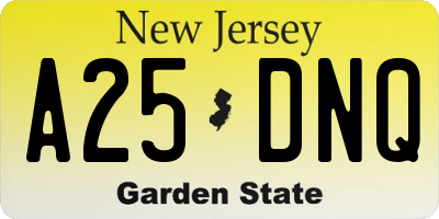 NJ license plate A25DNQ
