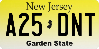 NJ license plate A25DNT