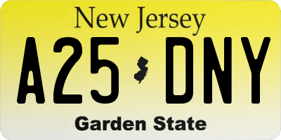 NJ license plate A25DNY