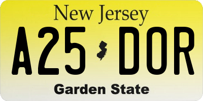 NJ license plate A25DOR