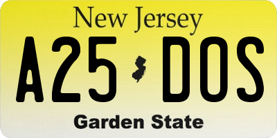 NJ license plate A25DOS