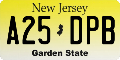 NJ license plate A25DPB