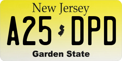 NJ license plate A25DPD