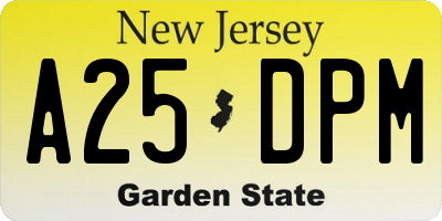 NJ license plate A25DPM