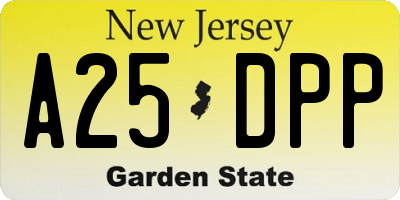 NJ license plate A25DPP