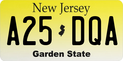 NJ license plate A25DQA
