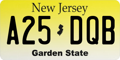 NJ license plate A25DQB