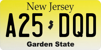 NJ license plate A25DQD