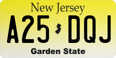NJ license plate A25DQJ