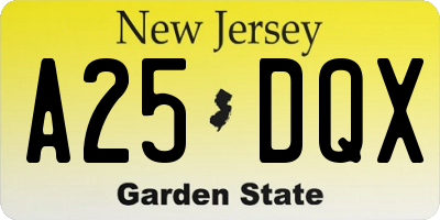 NJ license plate A25DQX