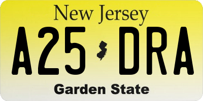 NJ license plate A25DRA