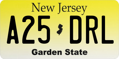 NJ license plate A25DRL