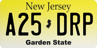 NJ license plate A25DRP