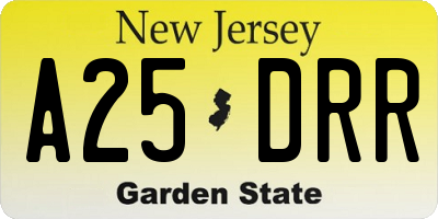 NJ license plate A25DRR