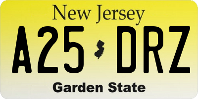 NJ license plate A25DRZ