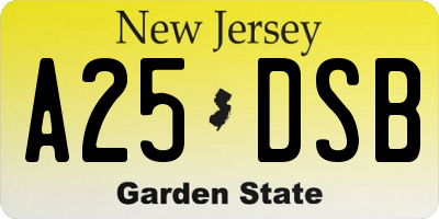 NJ license plate A25DSB