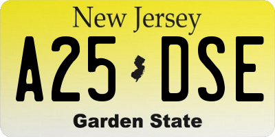 NJ license plate A25DSE