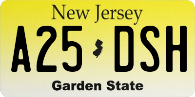 NJ license plate A25DSH