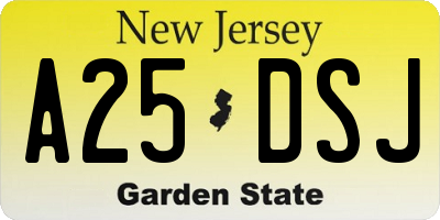 NJ license plate A25DSJ