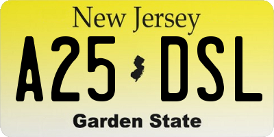 NJ license plate A25DSL