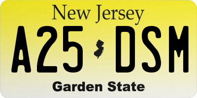 NJ license plate A25DSM