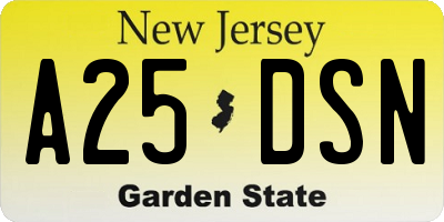 NJ license plate A25DSN