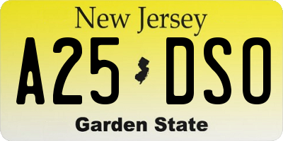 NJ license plate A25DSO