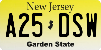 NJ license plate A25DSW