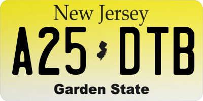 NJ license plate A25DTB