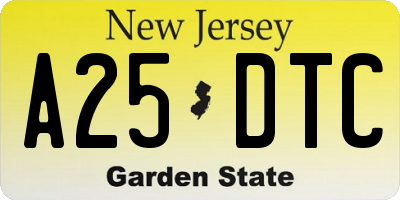 NJ license plate A25DTC