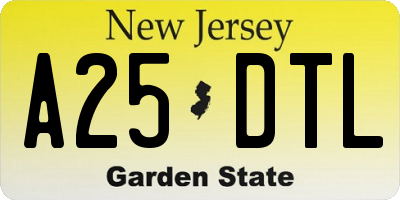NJ license plate A25DTL