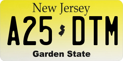NJ license plate A25DTM