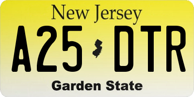 NJ license plate A25DTR