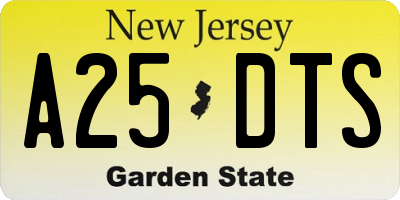NJ license plate A25DTS