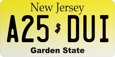 NJ license plate A25DUI