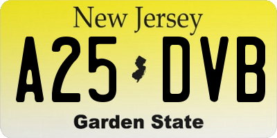 NJ license plate A25DVB
