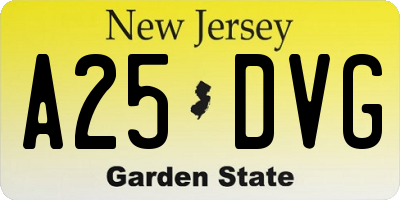 NJ license plate A25DVG