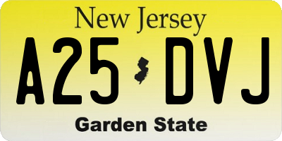 NJ license plate A25DVJ