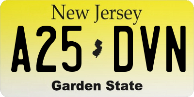 NJ license plate A25DVN
