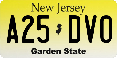 NJ license plate A25DVO