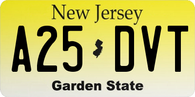 NJ license plate A25DVT