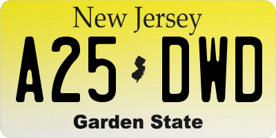 NJ license plate A25DWD