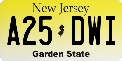 NJ license plate A25DWI